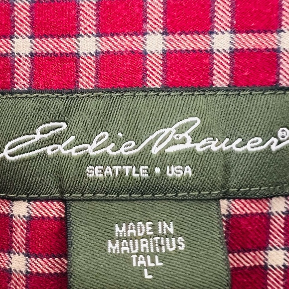Eddie Bauer red plaid button down shirt long sleeve - Picture 8 of 10